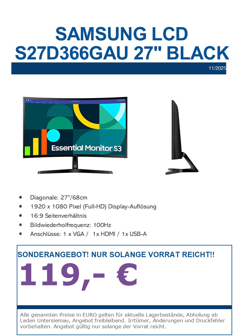 2025 11 Samsung LCD S27D366GAU 27 black